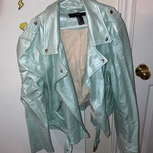 Sea-foam Faux Leather Jacket